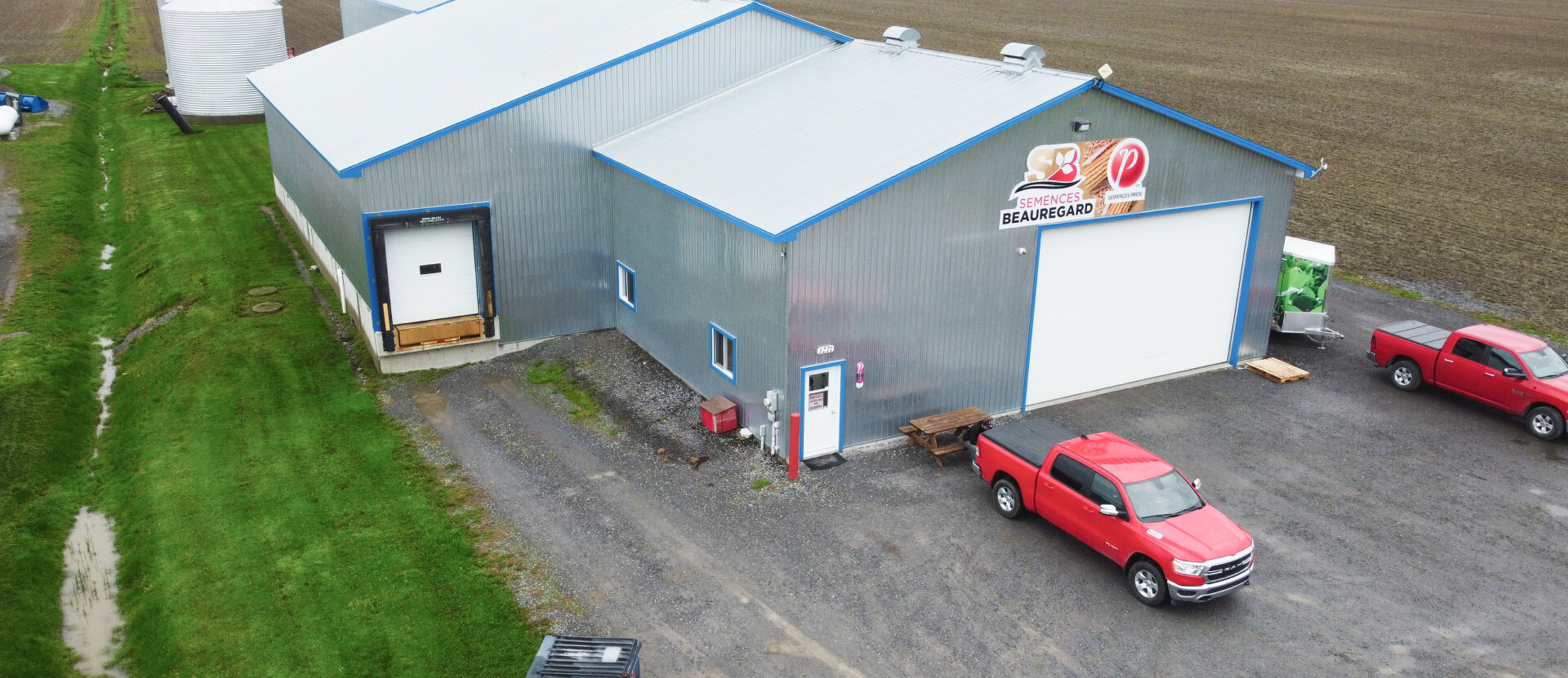 View from above on the main Semences Beauregard warehouse